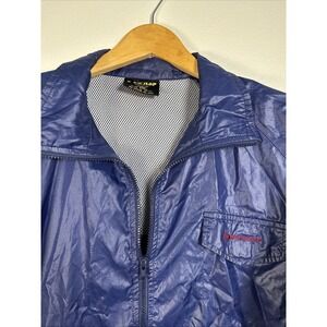 Vintage Dunlop Lightweight Windbreaker Navy Blue Size Large Vented Tennis Golf